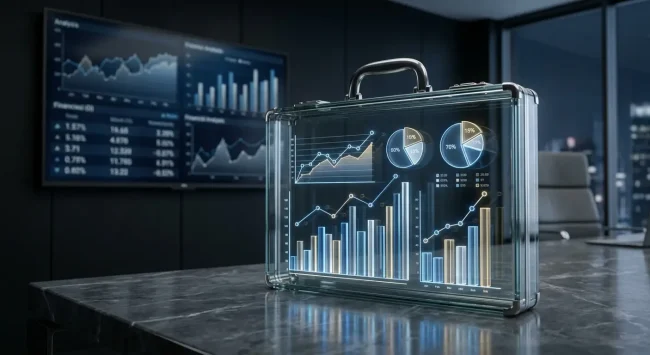 Gráfico financeiro com setas indicando crescimento e declínio, representando a saúde financeira de fornecedores PME, crucial para multinacionais.