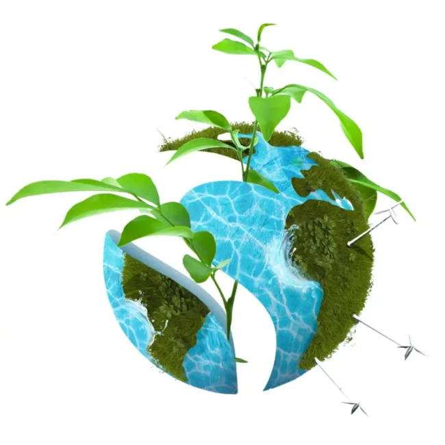 Ícone de planeta sustentável e brotando vida