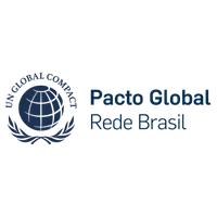 Logotipo do Pacto Global Rede Brasil da ONU com símbolo do globo e ramos de oliveira